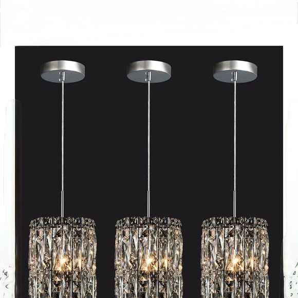 Elegant K9 Crystal Pendant Chandelier – Set of 3, New (Open Box to Inspect)